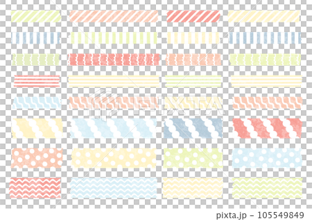 Watercolor style masking tape vector illustration set / patterned / stripe / design / pale / stationery Watercolor style masking tape vector illustration set / patterned / stripe / design / pale / stationery 105549849