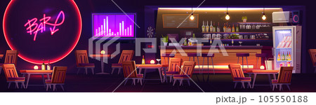 Cartoon night bar interior design Cartoon night bar interior design 105550188