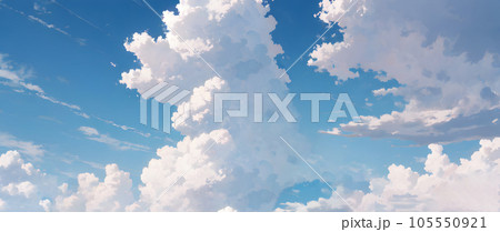 青空と雲の水彩イラスト 105550921