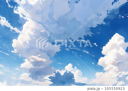 青空と雲の水彩イラスト 105550923