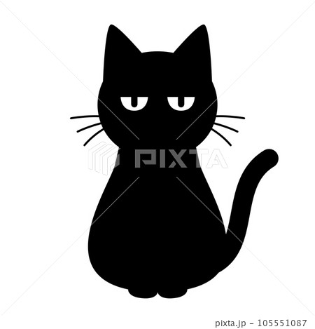 猫が正面を見て座っているシルエットイラスト 105551087