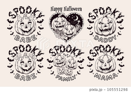 Set of vintage labels with Halloween symbols 105551298
