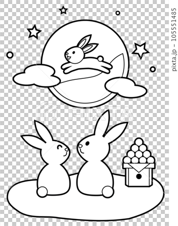 可愛的兔子和賞月著色書 105551485