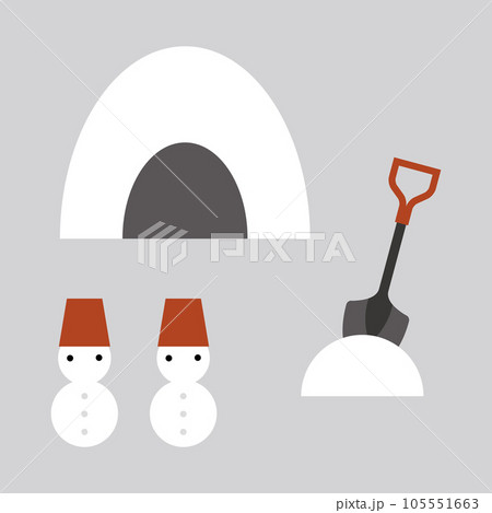 かまくらと雪だるまのイラスト 105551663