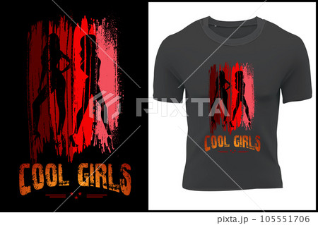 Silhouettes of cool girls. Funny t-shirt design for lover dad. 105551706