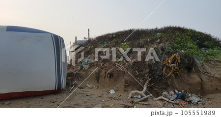 camping white tent on beach or in the forest 105551989