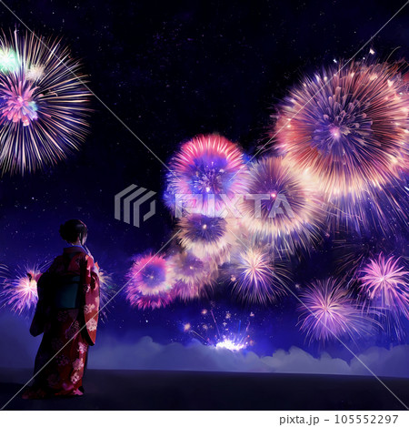 花火を見る人 105552297