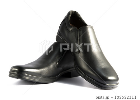 Black leather man's shoes isolated on white background Black leather man's shoes isolated on white background 105552311
