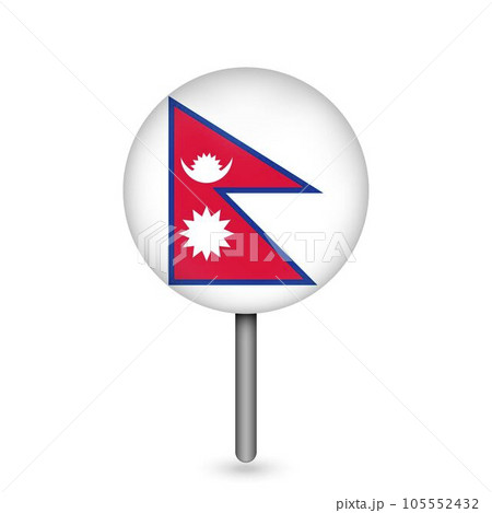 Map pointer with contry Nepal. Nepal flag. Vector illustration. 105552432