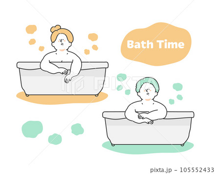 バスタブでリラックスする男性と女性　イラスト 105552433