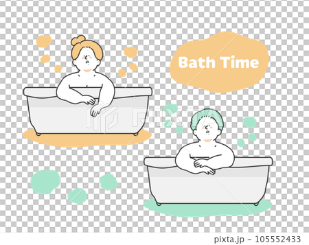 バスタブでリラックスする男性と女性　イラスト 105552433