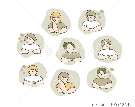 体調不良に悩む男女　イラスト 105552436