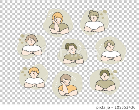 体調不良に悩む男女　イラスト 105552436