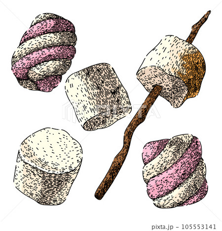 marshmallow candy set sketch hand drawn vector 105553141
