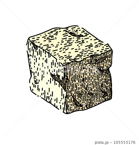 fresh feta cheese sketch hand drawn vector 105553176