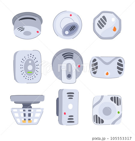 smoke detector set cartoon vector illustration 105553317