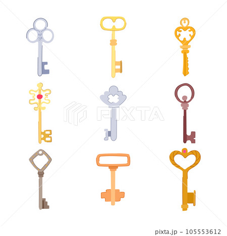 key vintage set cartoon vector illustration key vintage set cartoon vector illustration 105553612