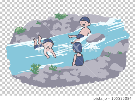 川遊びする子供たち 105555084