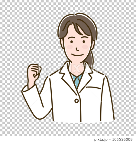 ガッツポーズの白衣の女性 105556009