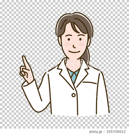 指差し白衣の女性 指差し白衣の女性 105556012