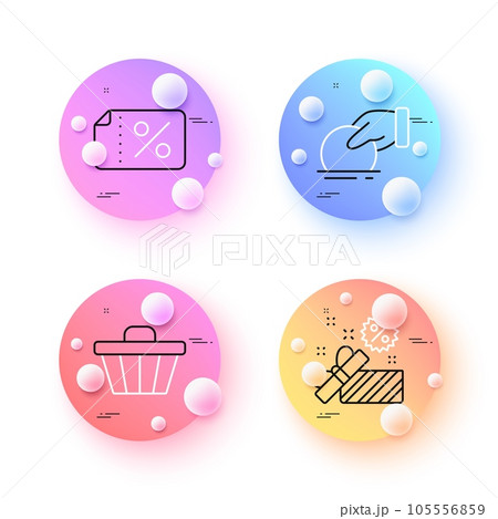 Sale, Donate and Shop cart minimal line icons. 3d spheres or balls buttons. Discount banner icons. For web, application, printing. Gift box, Money charity, Web buying. Sale coupon. Vector Sale, Donate and Shop cart minimal line icons. 3d spheres or balls buttons. Discount banner icons. For web, application, printing. Gift box, Money charity, Web buying. Sale coupon. Vector 105556859