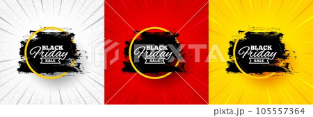Black friday paint brush. Flash offer banner, coupon or poster. Sale banner frame. Coupon tag icon. Black friday promo banner. Retail marketing flyer. Starburst pop art. Vector Black friday paint brush. Flash offer banner, coupon or poster. Sale banner frame. Coupon tag icon. Black friday promo banner. Retail marketing flyer. Starburst pop art. Vector 105557364