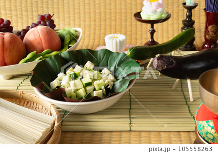 精霊棚 盆棚 お飾り 精霊馬と精霊牛 先祖供養 キュウリで作った精霊馬 ナスで作った精霊牛 水の子 精霊棚 盆棚 お飾り 精霊馬と精霊牛 先祖供養 キュウリで作った精霊馬 ナスで作った精霊牛 水の子 105558263