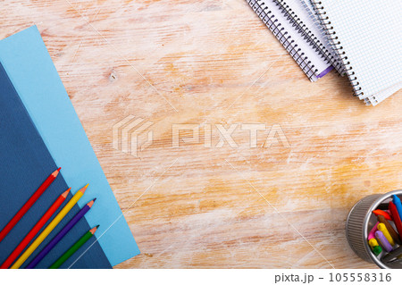 School supplies on the table. Space for text 105558316