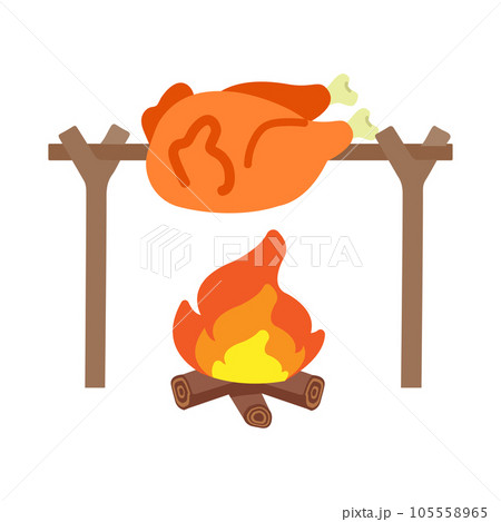 Chicken roasted on the stick grilled 105558965