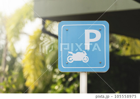 Parking sign for motorcycles, mopeds and scooters Parking sign for motorcycles, mopeds and scooters 105558975