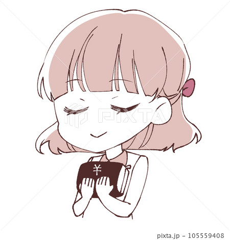 大事そうに財布を持つ女の子 105559408