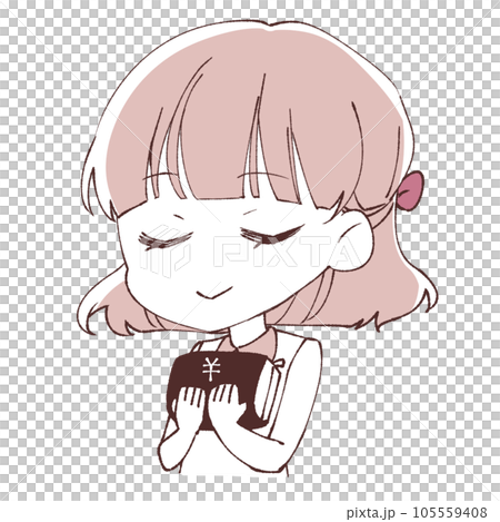 大事そうに財布を持つ女の子 105559408