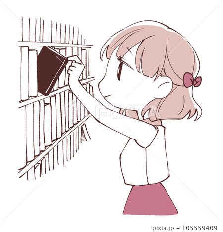 本棚から本を選ぶ女の子 本棚から本を選ぶ女の子 105559409