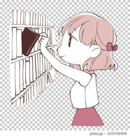 本棚から本を選ぶ女の子 本棚から本を選ぶ女の子 105559409