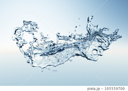 ウォーターエクスプロージョン：飛沫する液体の美しい3Dイラスト 105559700