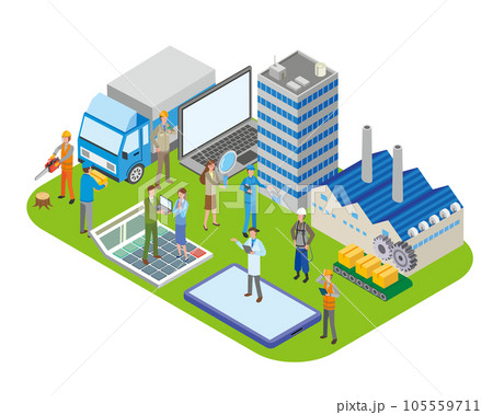 いろいろな職業の働く人々 いろいろな職業の働く人々 105559711