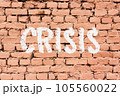 white chalk lettering text: crisis on old brick wall 105560022