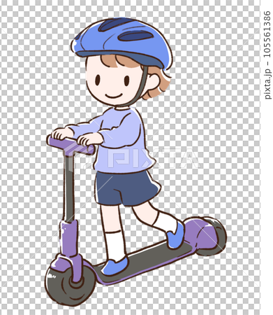 Boy riding a kickboard Boy riding a kickboard 105561386