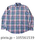 Blue check long sleeve men shirt on white background. 105561539