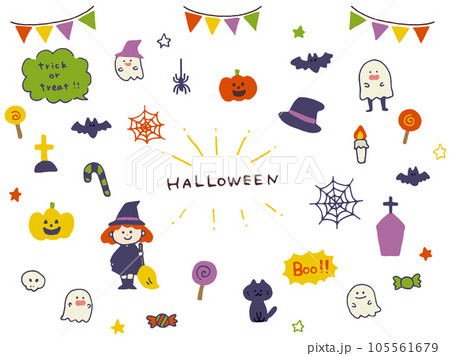 ハロウィンのイラストアイコン素材のセット ハロウィンのイラストアイコン素材のセット 105561679