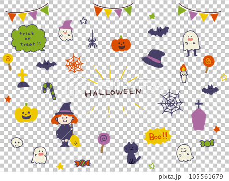 ハロウィンのイラストアイコン素材のセット ハロウィンのイラストアイコン素材のセット 105561679