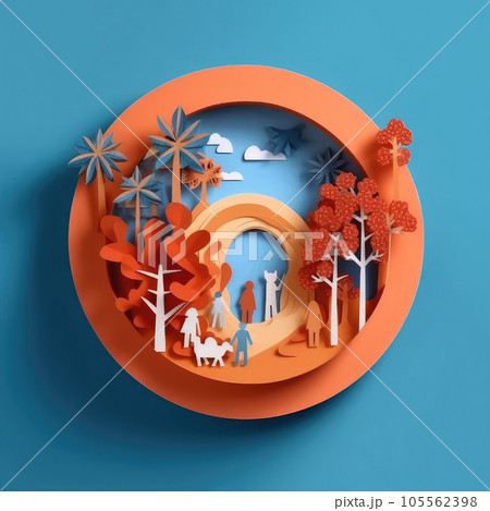Paper Moments with Friends Beautifully Designed 3D Craft Style Illustration for Friendship Day. Paper Moments with Friends Beautifully Designed 3D Craft Style Illustration for Friendship Day. 105562398