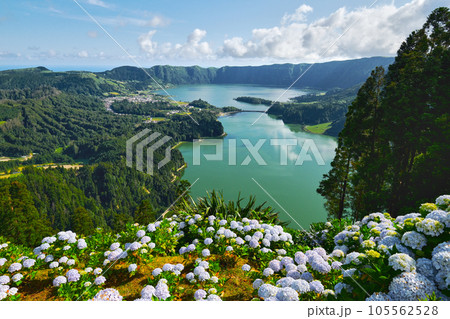 Picturesque view of Sete Cidades in Azores Picturesque view of Sete Cidades in Azores 105562528