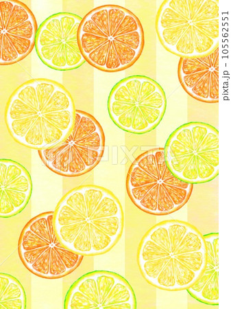オレンジとレモンの女の子♪お取り置き中♪ オレンジとレモンとライムの壁紙_イエローストライプのイラスト素材