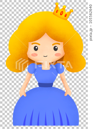 Princess collection with golden crown castle dragon and frog Hand drawn childish illustration 105562640
