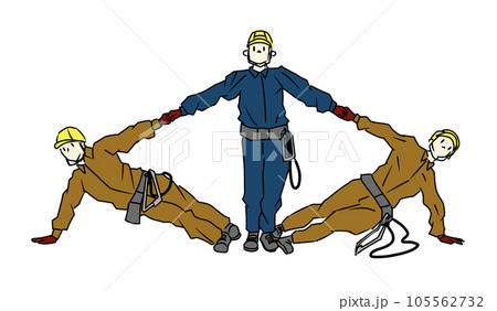 工事現場作業員組体操で準備体操 工事現場作業員組体操で準備体操 105562732