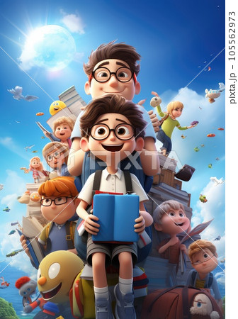 Schooltime Shenanigans. Hilarious and Happy 3D Character Poster Capturing the Lighthearted Moments of Friends Back to School Experience Schooltime Shenanigans. Hilarious and Happy 3D Character Poster Capturing the Lighthearted Moments of Friends Back to School Experience 105562973