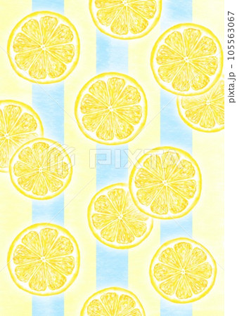 レモンの断面の背景素材_ブルーイエローストライプ 105563067