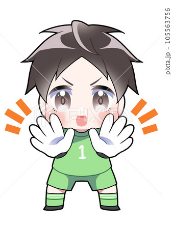 サッカーのキーパーをする少年 105563756