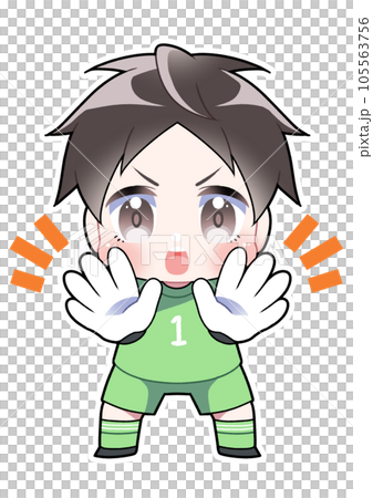 サッカーのキーパーをする少年 105563756